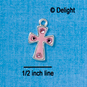 C2751 - Pink Cross with 4 Pink Stones - Silver Charm